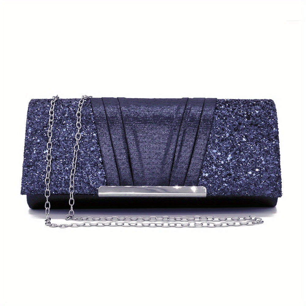 Glitter Clutch Wallet Flap Evening Bag Lightweight Shoulder Chain Bag