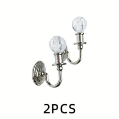 Crystal Wall Lamp Pair Mini Model Ornament Decorative Silvery Golden