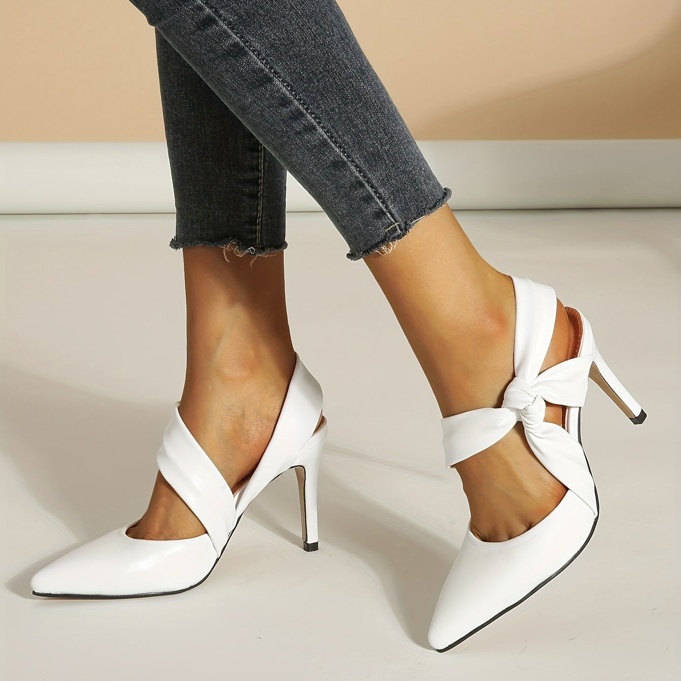 Solid Stiletto Heels Pointed Toe Slip On Pumps Women's Heels