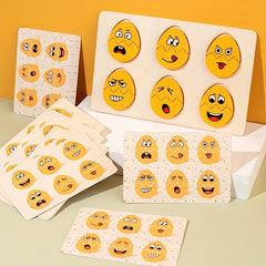 27pcs Egg Shaped Emotional Expression Matching Wooden Puzzle Toys