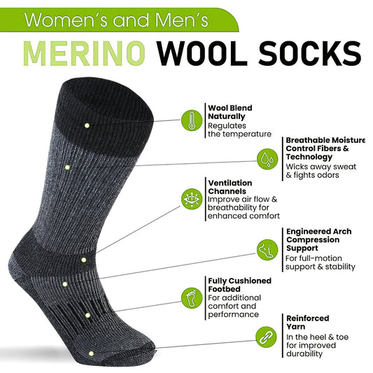 3 Pairs Men's Outdoor Wool Socks for Running Training Skiing