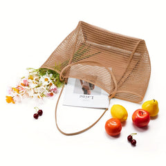 Large Capacity Mesh Beach Bag Grocery Shopping Bag Swimming Storage Bag