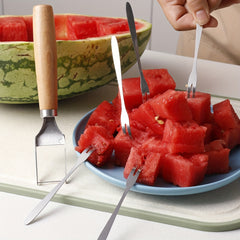 6pcs Watermelon Slicer Set with 5 Forks - Stainless Steel Cutter and Divider