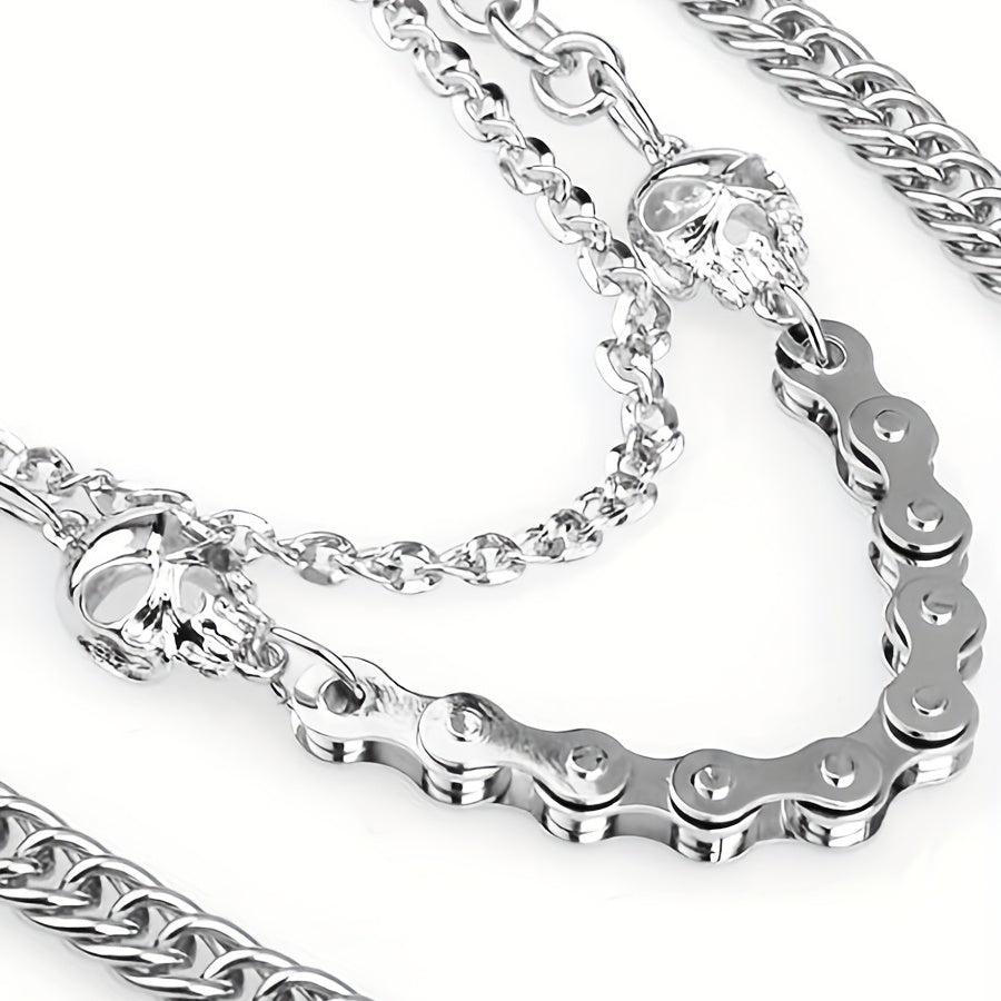 Metal Skull Layered Hip Hop Pants Chains