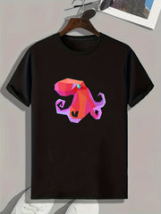 Octopus Print Men's Graphic Tee for Summer