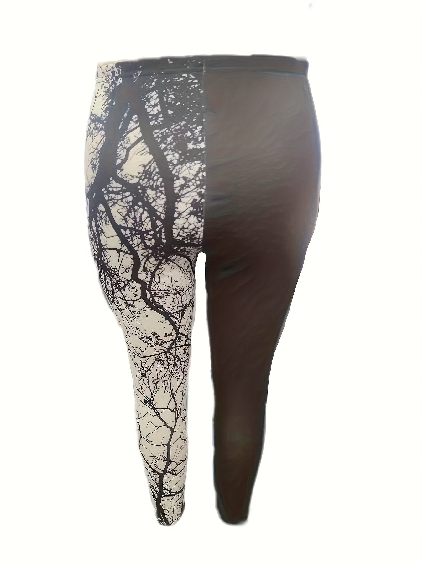  Colorblock Abstract Skull Print Skinny Trousers
