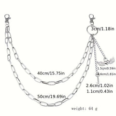 Wings Key Charm Layered Trouser Chain Punk Hip Hop Chain Accessories