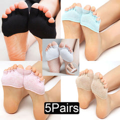 5 Pairs Breathable Invisible Half Palm Five Finger Socks Women's Stockings