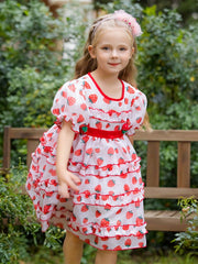 Girls Strawberry Princess Tutu Dress Party Beach Outfit