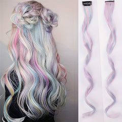 55 88 Cm Colored Wavy Hair Extensions Clip In Synthetic Curly Hairpieces