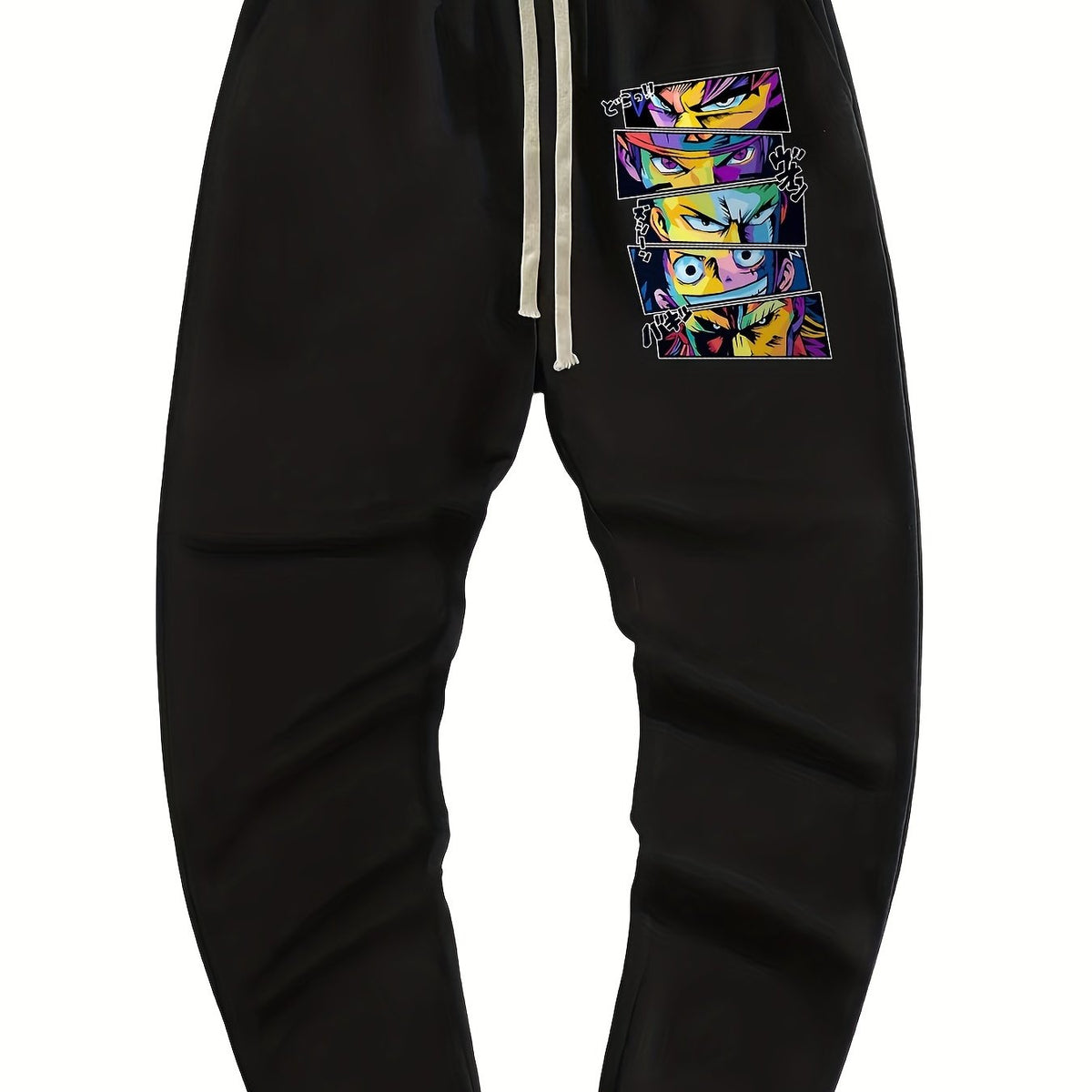 Anime Print Men's Drawstring Pocket Sweatpants Casual Jogger Pants