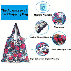 Printed Reusable Grocery Bags Portable Folding Supermarket Shopping Bag