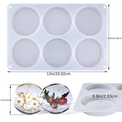 6-Cavity Round Silicone Coaster Molds for Resin Casting