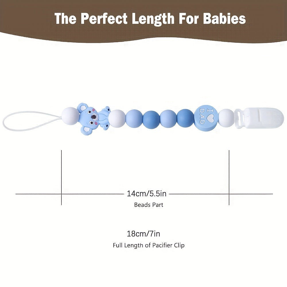 2pcs Silicone Bead Pacifier Clips for Baby Girls & Boys
