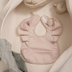 Baby Girl Bib Solid Angel Wings Waterproof Soft Apron For 1-2 Year Old