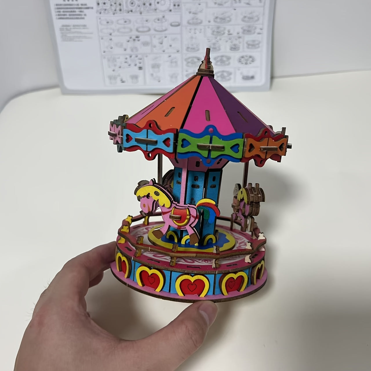 Colorful 3D Ferris Wheel Wooden Puzzle Kit 177 Small Parts Home Decor Gift