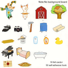 19pcs Pig Pancake Felt Storybook Puppet Theater Props Interactive Storytelling