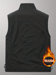 Men's Thermal Tactical Vest With Pockets Zip Up Jacket