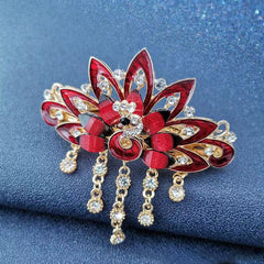 Chinese Style Vintage Peacock Rhinestone Tassel Hair Clip