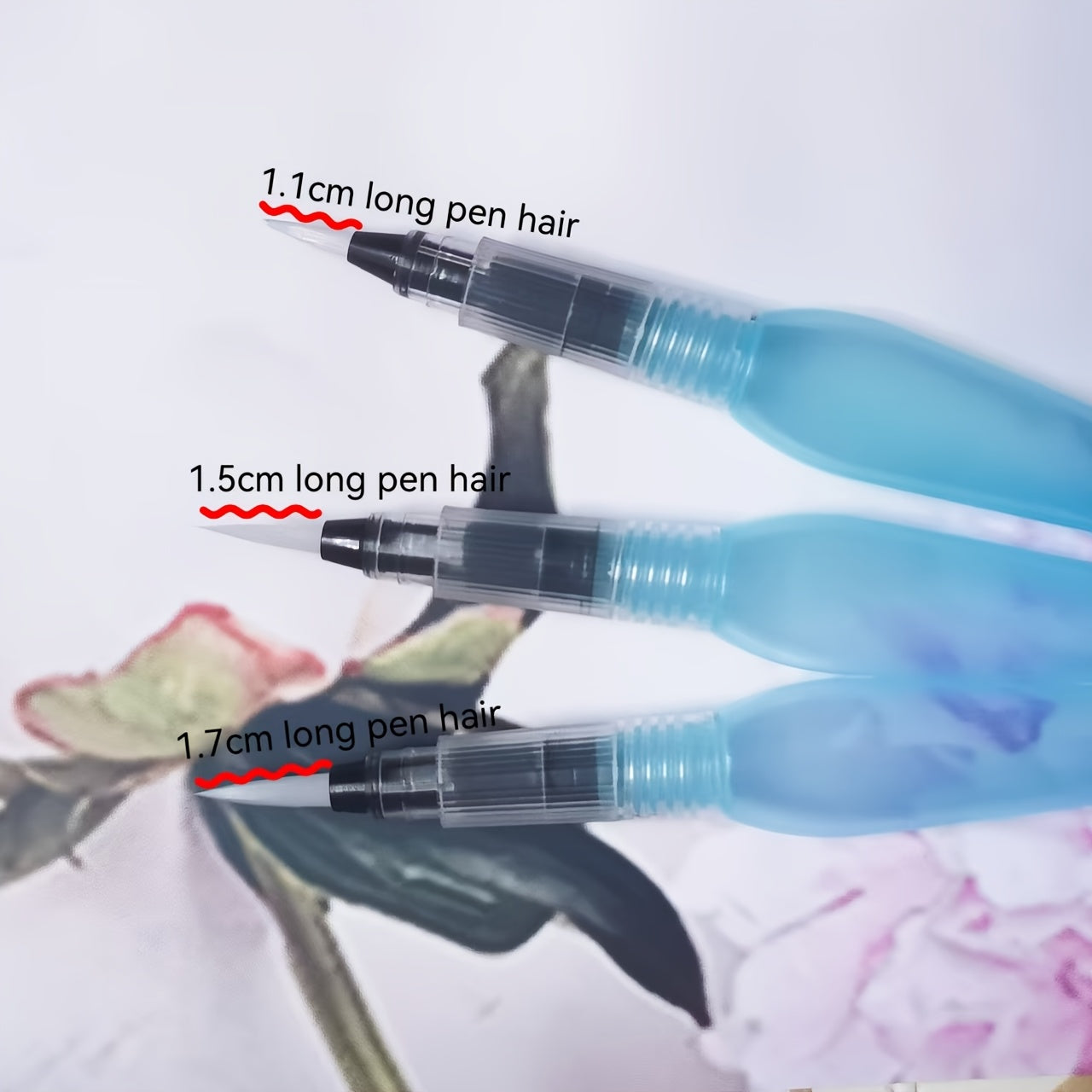 Solid Watercolor Brush Set 7pcs Flat and Round Tips