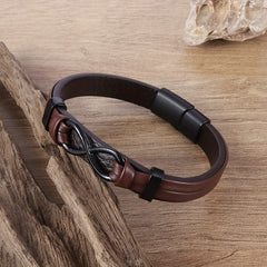 Vintage Leather Braided Charm Bracelet Figure 8 Never Fade Men And Women Jewelry