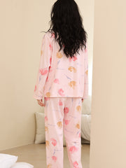 Floral Print Pajama Set Long Sleeve Top & Pants