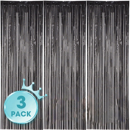 3pcs 3x6ft Foil Tassel Backdrop Curtains - Party Decorations