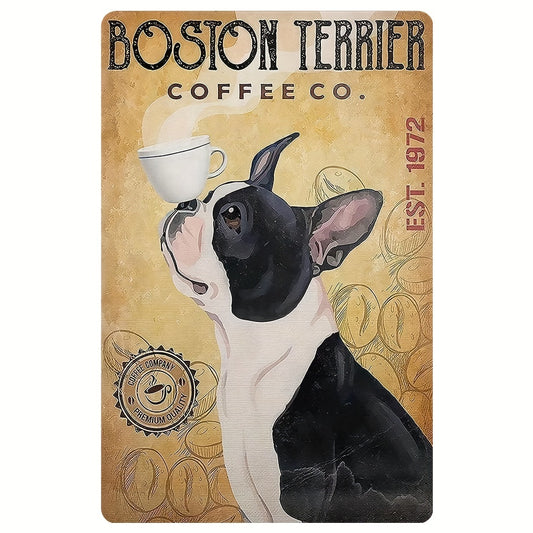 Vintage Retro Metal Tin Sign Boston Terrier Wall Decor