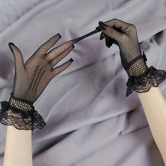Bow Lace Gloves Translucent Decorative Dress Gloves For Women