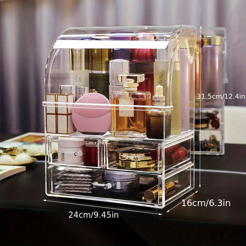 Makeup Organizer with Lid and 3 Drawers