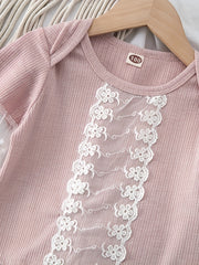 Girls 2pcs Flared Sleeve Top & Pants Pajama Set