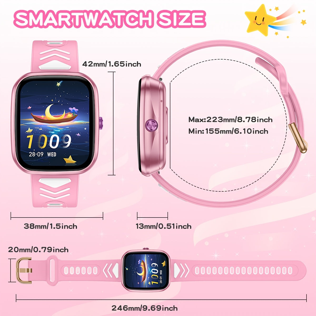 Kids Smartwatch with Wireless Calls & Messages, Educational Games, Alarm Clock