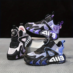 Boy's Rotating Buckle Basketball Shoes Non Slip Sneakers