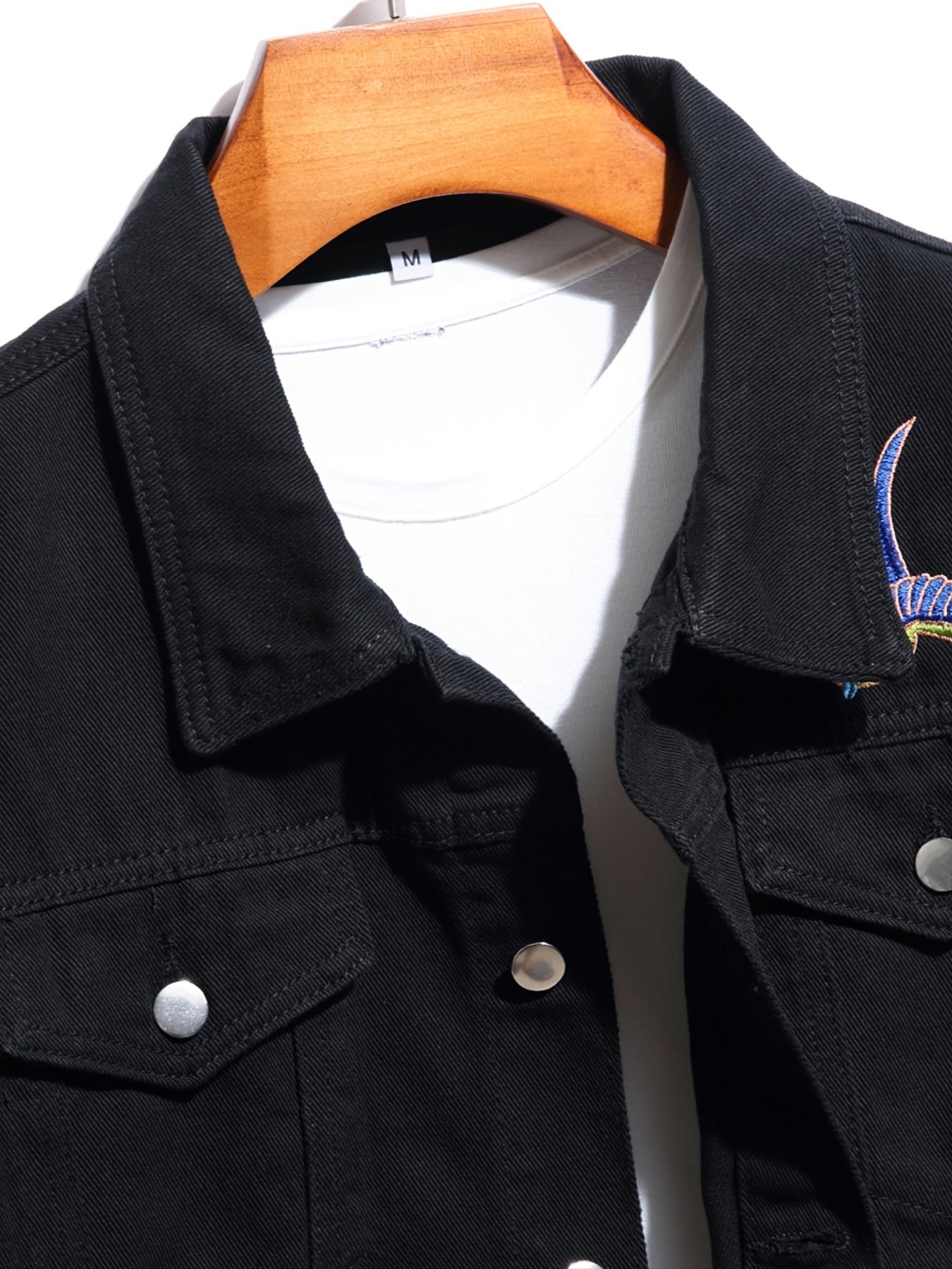 Men's Denim Jackets with Embroidered Roses