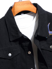 Men's Denim Jackets with Embroidered Roses