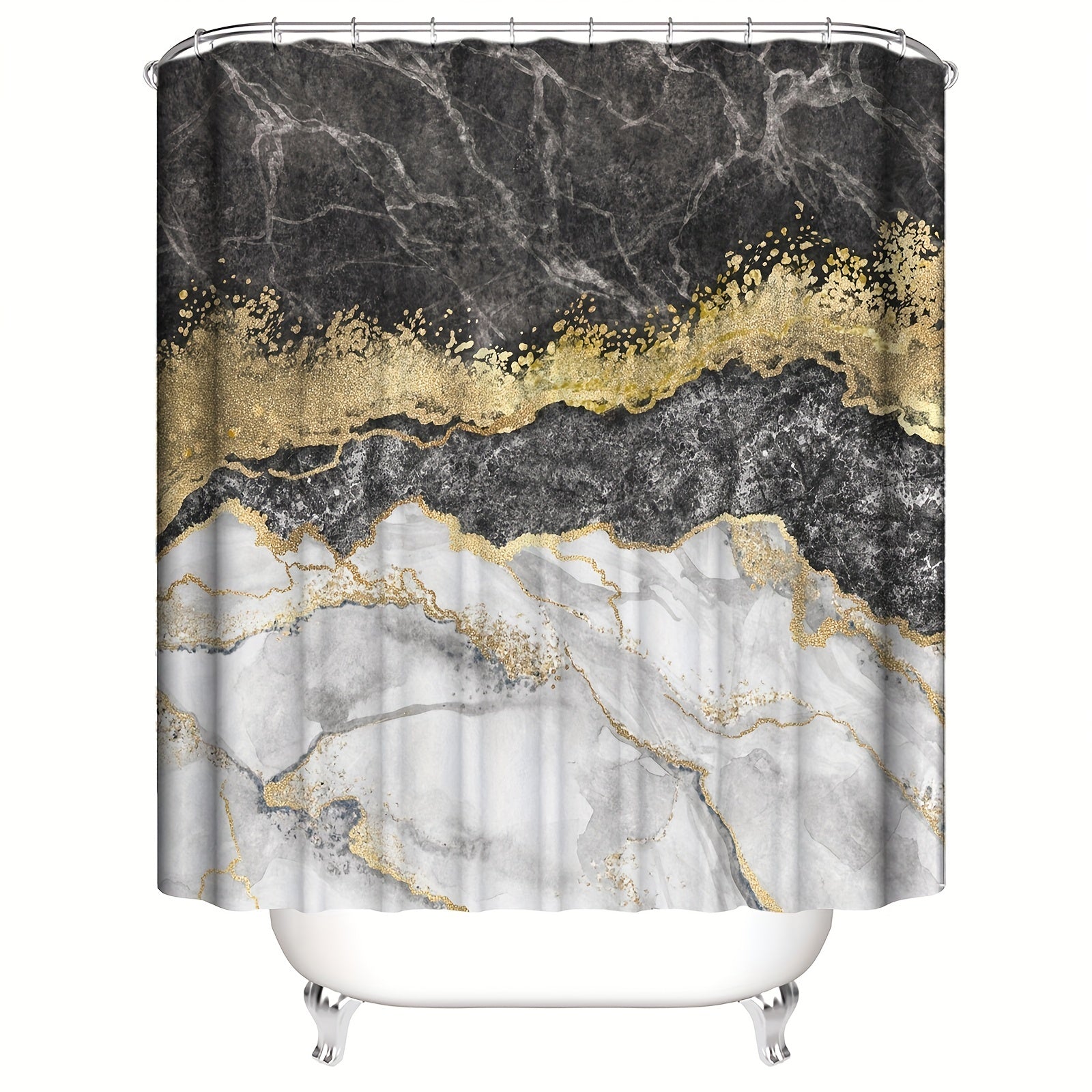 Marble Pattern Shower Curtain Set 4Pcs