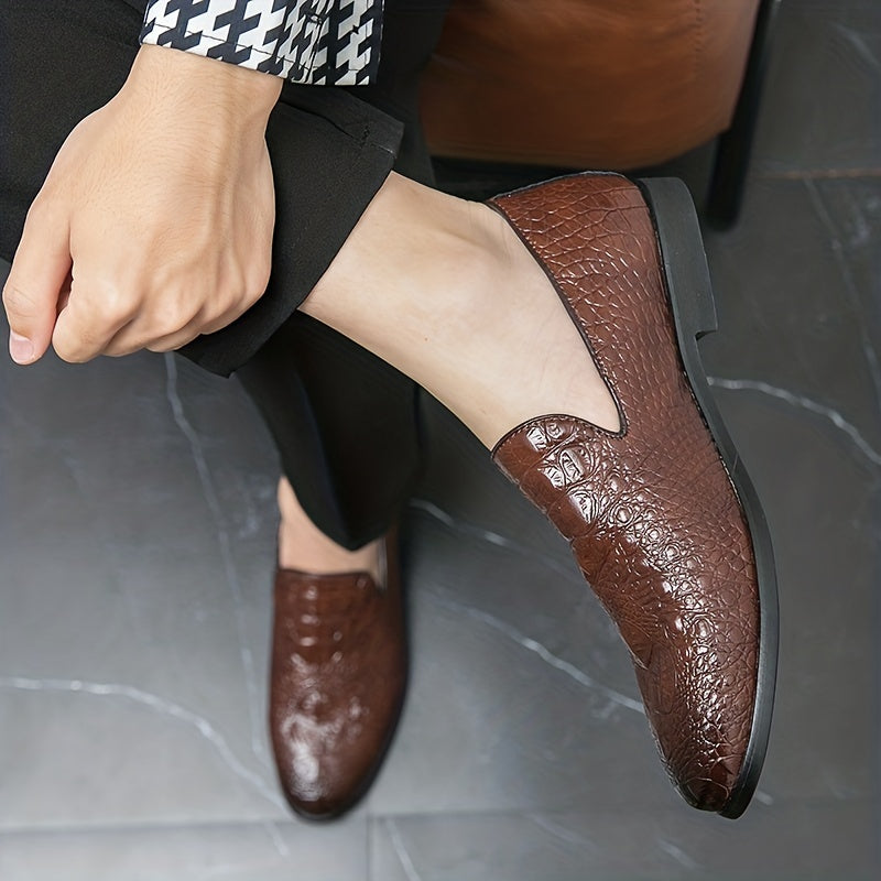 Men's Croc Embossed Loafers Slip On Lightweight Shoes