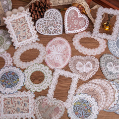 40pcs Lace Sticky Note Series Retro Special Shaped Hand Account Decoration Paper