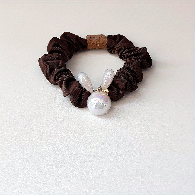 Holographic Rabbit Hair Rope Beaded Ponytail Holder