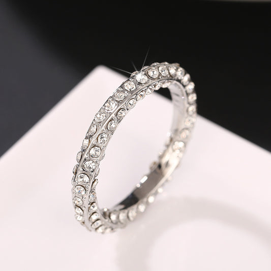 925 Silver Zircon Ring Wedding Promise Eternity Engagement Female Anniversary Gi