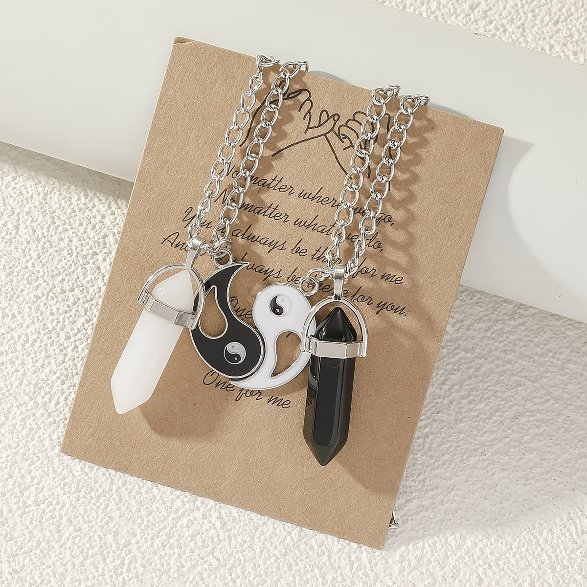 2pcs Couple Natural Stone Crystal Pendant Magnet Necklace Set Gift
