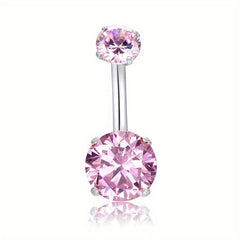 14G CZ Navel Barbell Stud Body Piercing