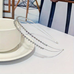 Rhinestone Double Row Hair Hoop Headwear Faux Pearl Headband