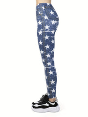 American Flag Print Leggings High Waist Slim Fit Women's Clothing