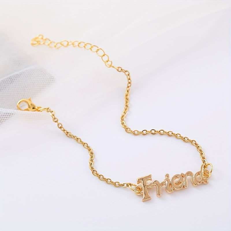 Golden Letter Bracelet & Necklace Set, Gift for Friends