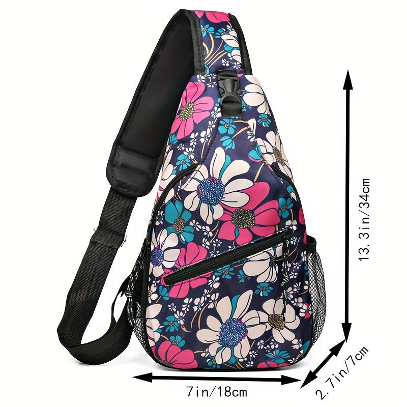 Floral Crossbody Sling Backpack Women Nylon Chest Bag