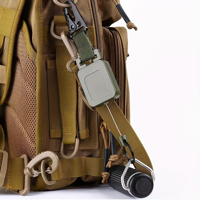 Metal Buckle Keychain With Clip & Retractable Wire Rope