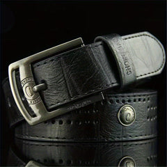 Vintage Needle Buckle Belt Jeans With Rivets Men's Belt