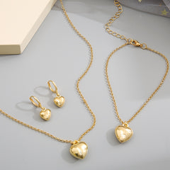Heart Jewelry Set Pendant Necklace Bracelet Earrings for Women