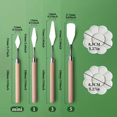 6 Scrapers 2 Palettes Art Scraper Tool Water Powder Palette
